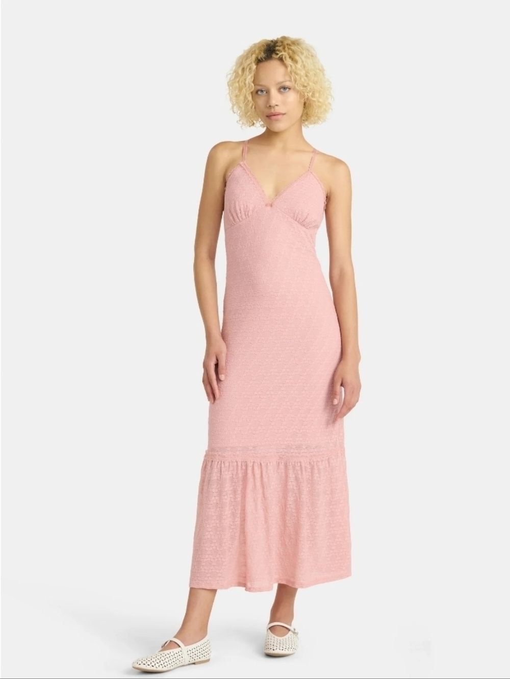 NWT No Boundaries Dusty Rose Pink Lace Tiered Hem Maxi Sundress Beach Vacation